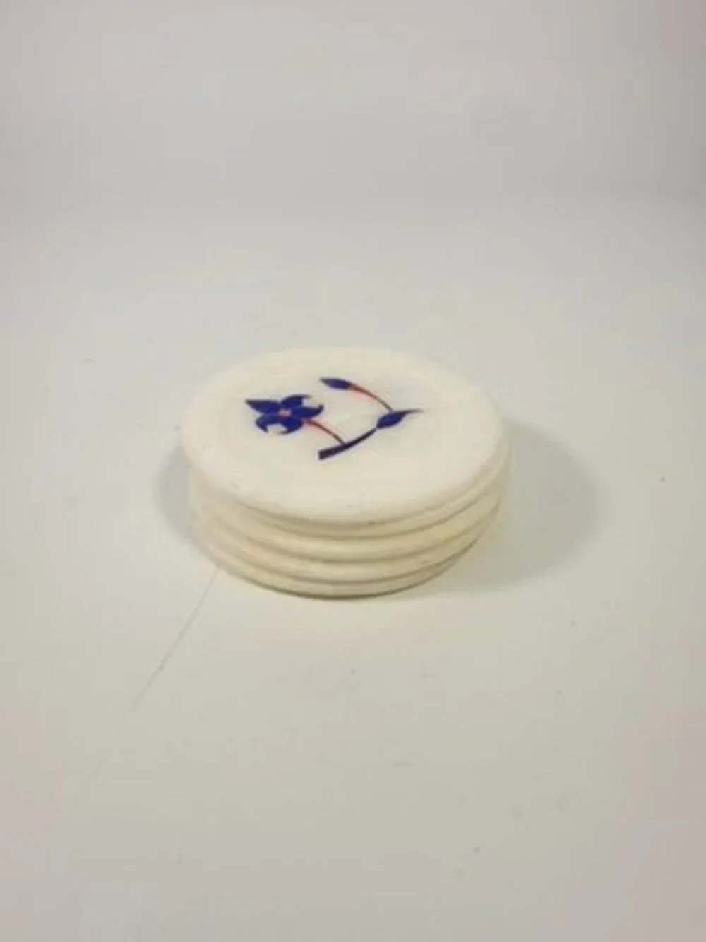 Marble Coaster Set 5 Lapis Lazuli Inlay Stone Floral Barware Decor Replacement S